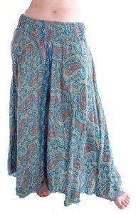 Luxusní kalhotová sukně tyrkysová kal1647