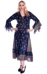 Lehké prodyšné letní šaty z Indie modré L-XL sty1018