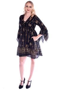 Lehké prodyšné letní šaty z Indie černé L-XL sty1026