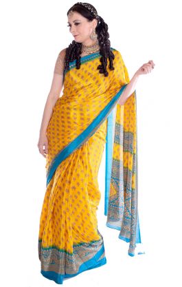 Yellow saree v8316