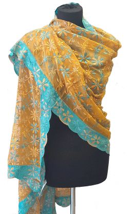 Zlatá vyšívaná dupatta dh1795