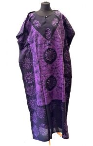 Bavlněný batikovaný kaftan XXL fialový kaf1551