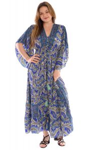 Hedvábně jemné hippie boho šaty modré sty1070