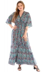 Hedvábně jemné hippie boho šaty s kapsami šedé sty1083